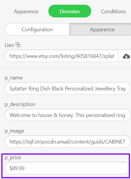 Modification des prix des &eacute;l&eacute;ments intelligents