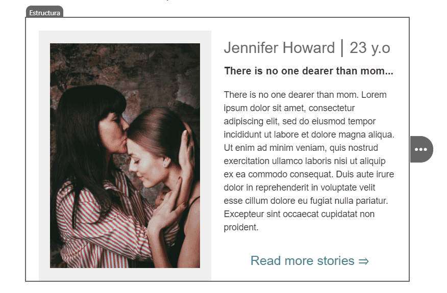 Estructuras como tarjetas de producto