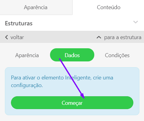 Ativando a op&ccedil;&atilde;o de elementos inteligentes