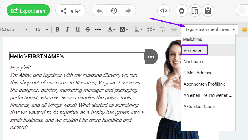 Datenerfassung für E-Mail-Marketer_Hinzufügen von Merge-Tags in E-Mails zu Adressen nach Namen Datenerfassung für E-Mail-Marketer_Hinzufügen von Merge-Tags in E-Mails zu Adressen nach Namen