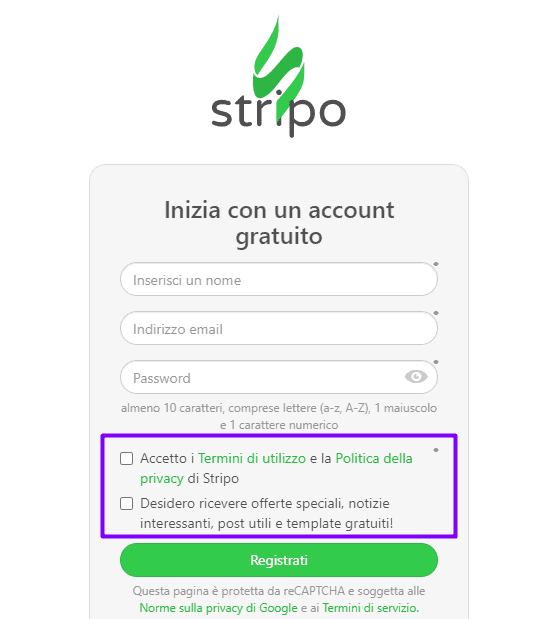 Raccolta di dati sui clienti per l'email marketing_Modulo di registrazione Raccolta di dati sui clienti per l'email marketing_Modulo di registrazione
