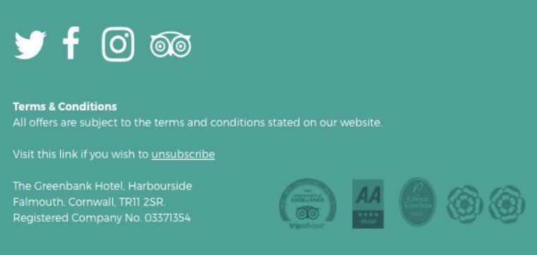 Stripo Footer Das Green Bank Hotel