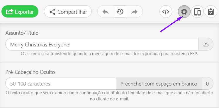 Definir linhas de assunto com Stripo