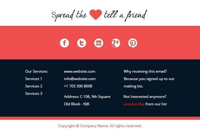 email footer design, footer example for inspiration