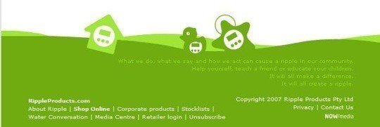 email footer design, almost invisible text on footer