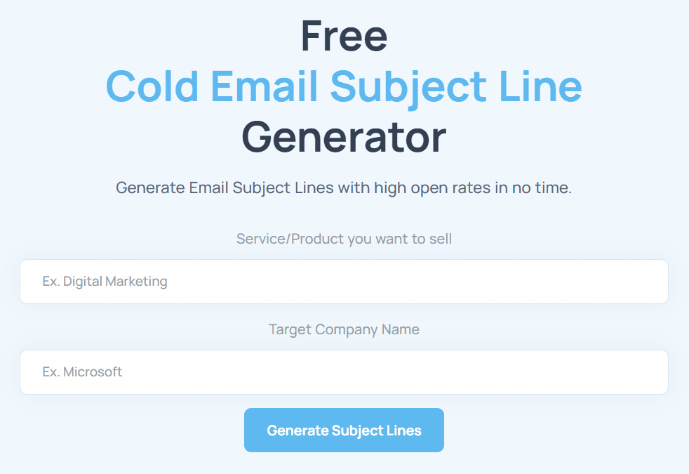 The SalesBlink subject line generator design