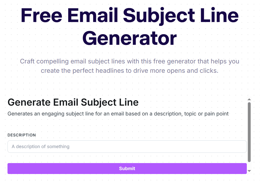 The Copy.ai subject line generator design