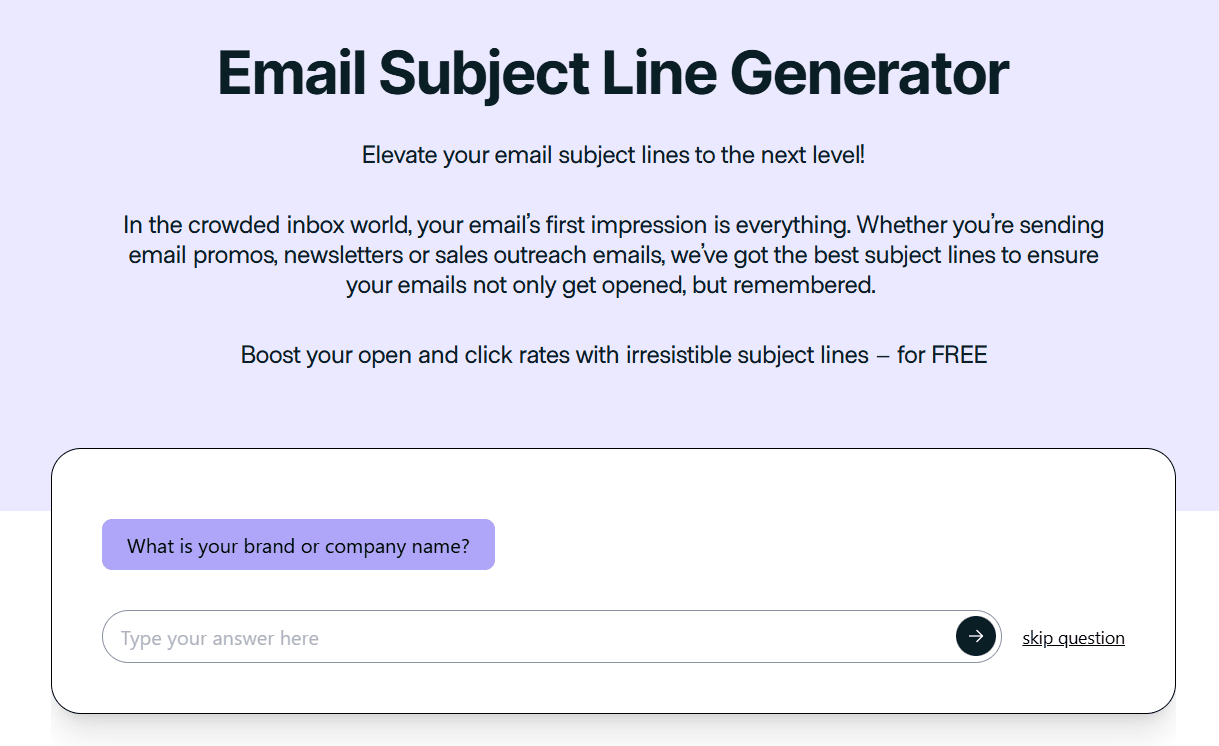 The Mailberry subject line generator design