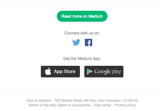 email footer design, buttons as a CTA in footer