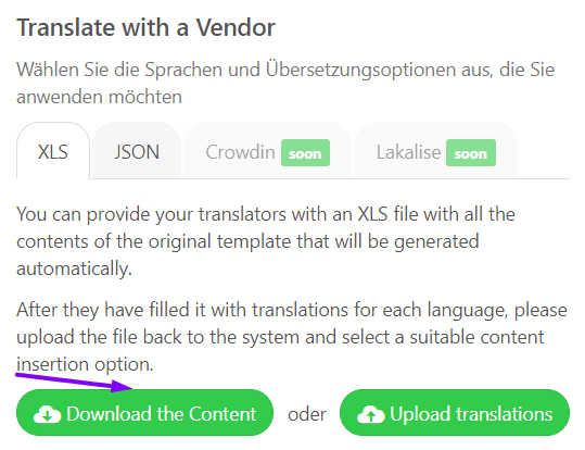 Herunterladen von Dateien für Übersetzungen Herunterladen von Dateien für Übersetzungen