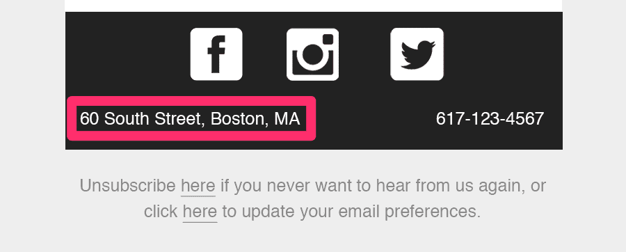 address info, email footer design