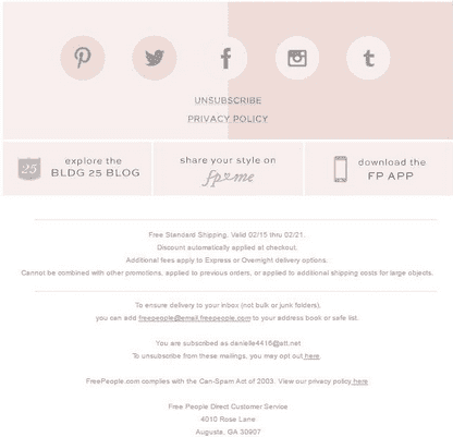 email footer design, too much text for address info