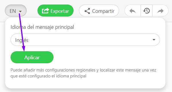 Aplicar botón en el menú de localización Aplicar botón en el menú de localización
