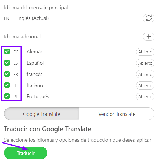 Traducir correos electrónicos a todos los idiomas de destino a la vez Traducir correos electrónicos a todos los idiomas de destino a la vez