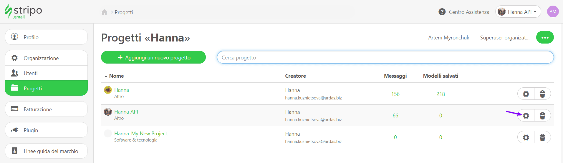 Stripo Email Translate_Attivazione delle impostazioni per un progetto Stripo Email Translate_Attivazione delle impostazioni per un progetto