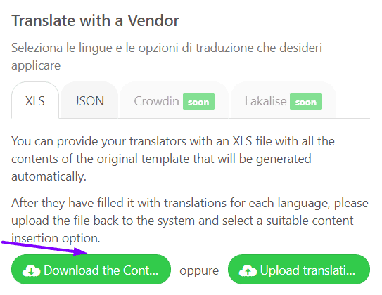 Download di file per le traduzioni Download di file per le traduzioni