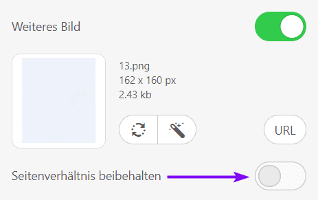 Deaktivierung der Option Seitenverhältnis beibehalten Deaktivierung der Option Seitenverhältnis beibehalten