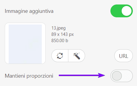 Disabilitazione dell'Opzione Mantieni Proporzioni