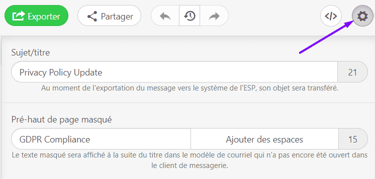 Bouton Param&egrave;tres GDPR_Stripo