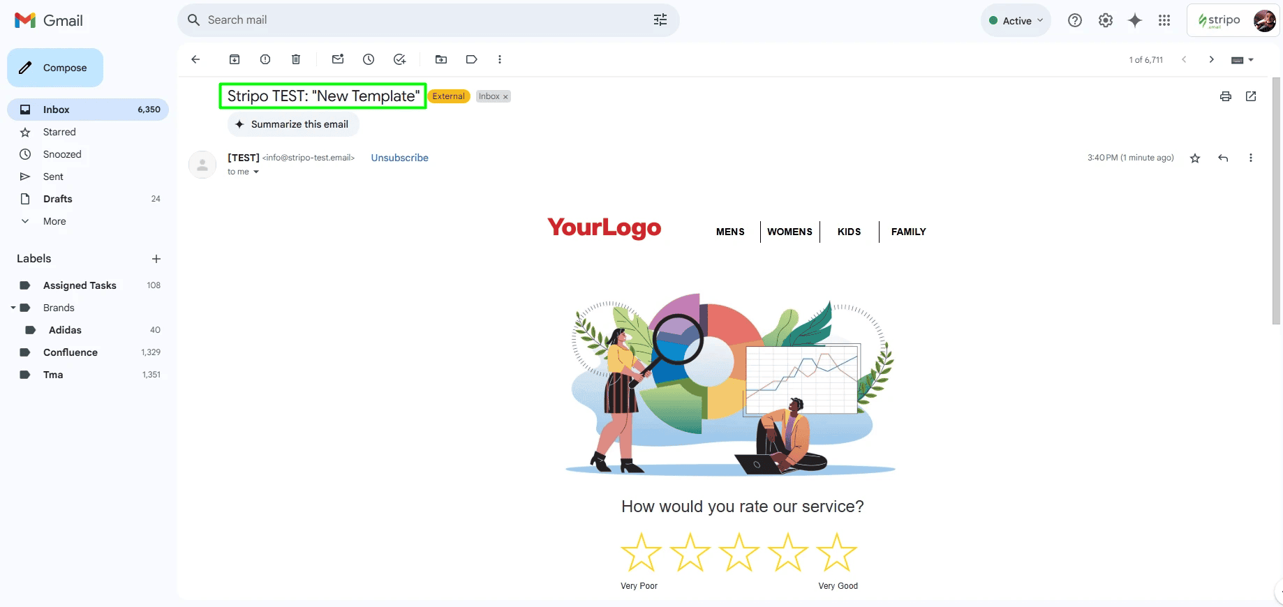 Test email featuring a module