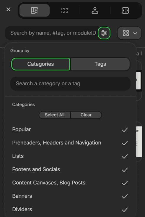 Stripo module library structuring