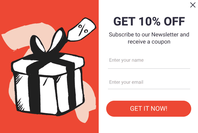 Standard email pop-up designed in Claspo Standard email pop-up designed in Claspo