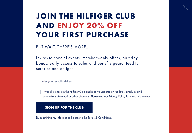 Email popup example _ Tommy Hilfiger Email popup example _ Tommy Hilfiger