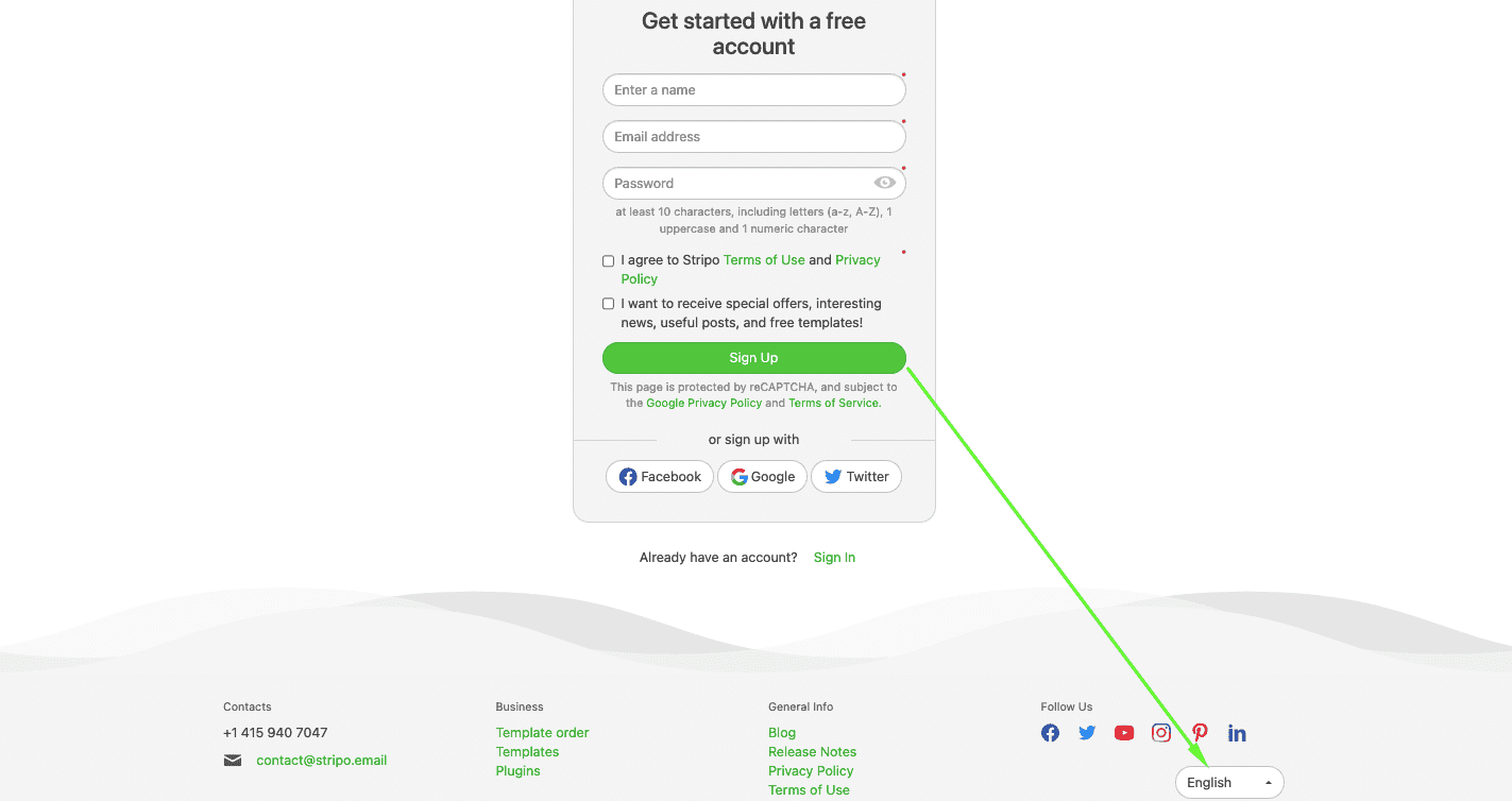 Subscription form with the option to set language preferences manually, Stripo Subscription form with the option to set language preferences manually, Stripo