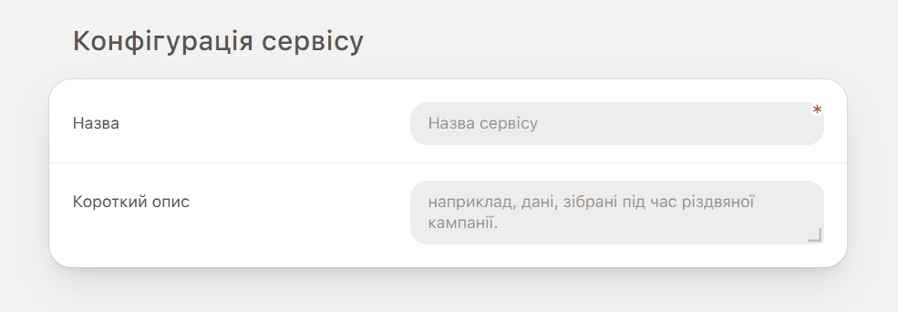 Конфігурація сервісу даних Конфігурація сервісу даних