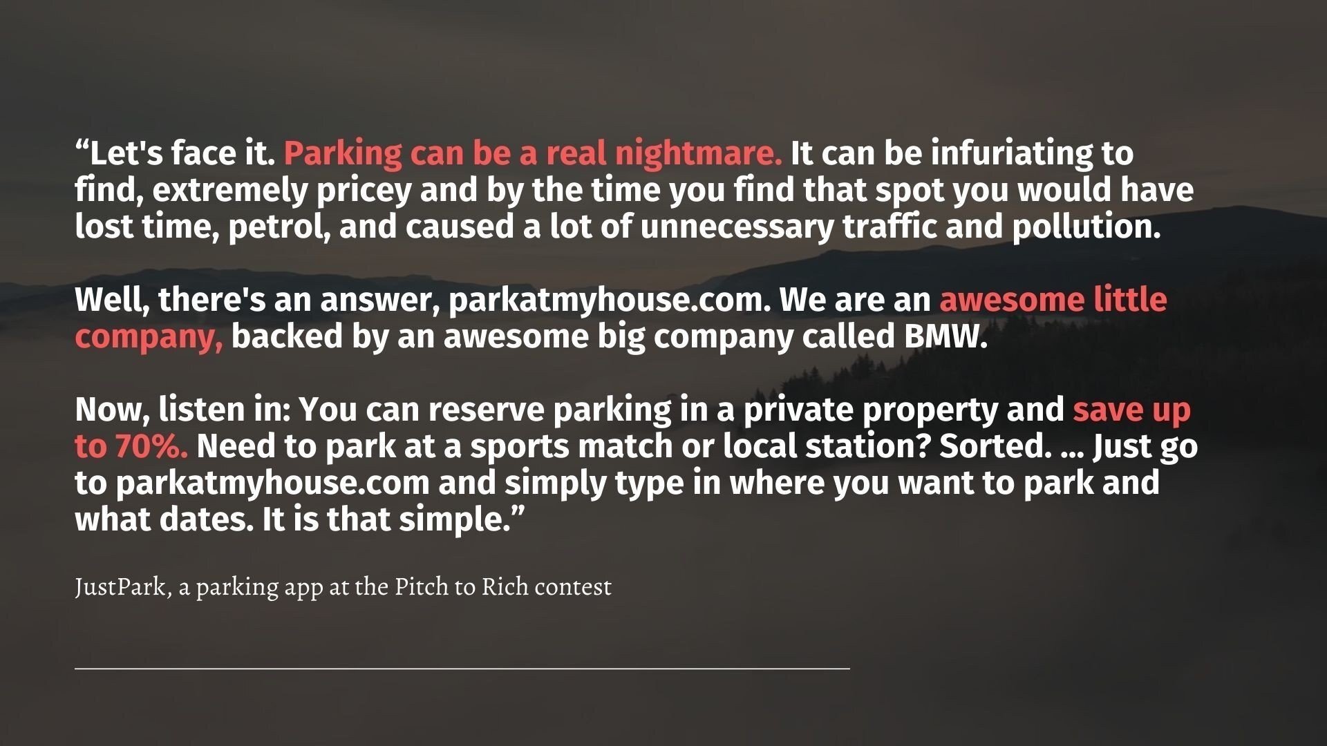 The example of the elevator pitch in the startup contest The example of the elevator pitch in the startup contest