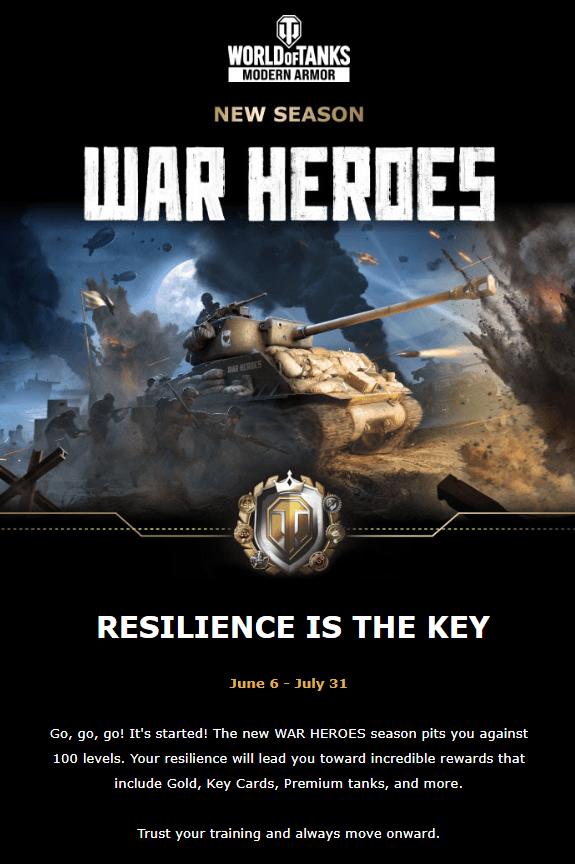 Email di lancio del prodotto da World of Tanks