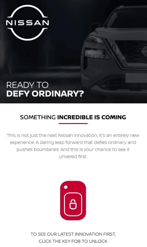 Email di lancio del prodotto da Nissan