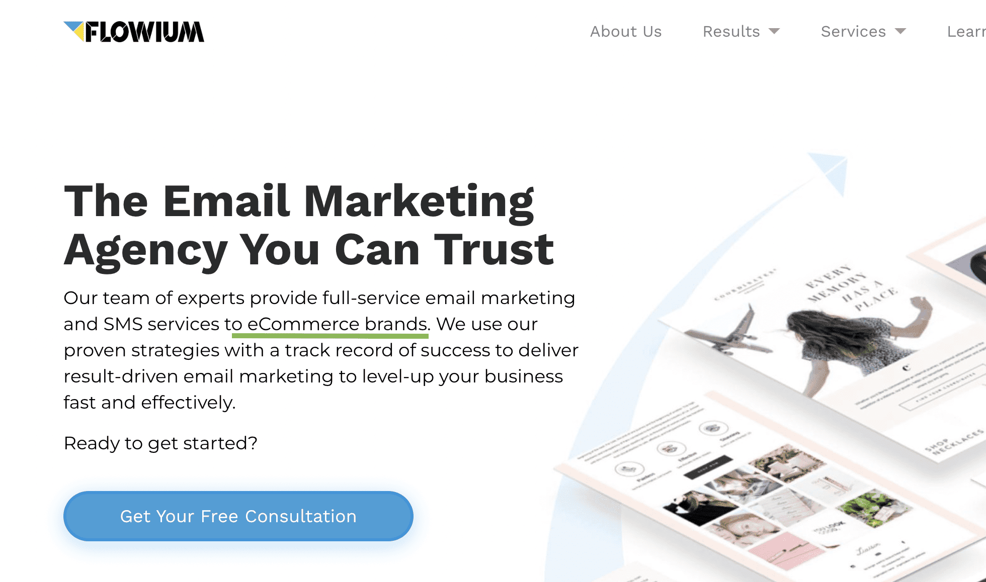 Example of email agency with eCommerce specialization Example of email agency with eCommerce specialization