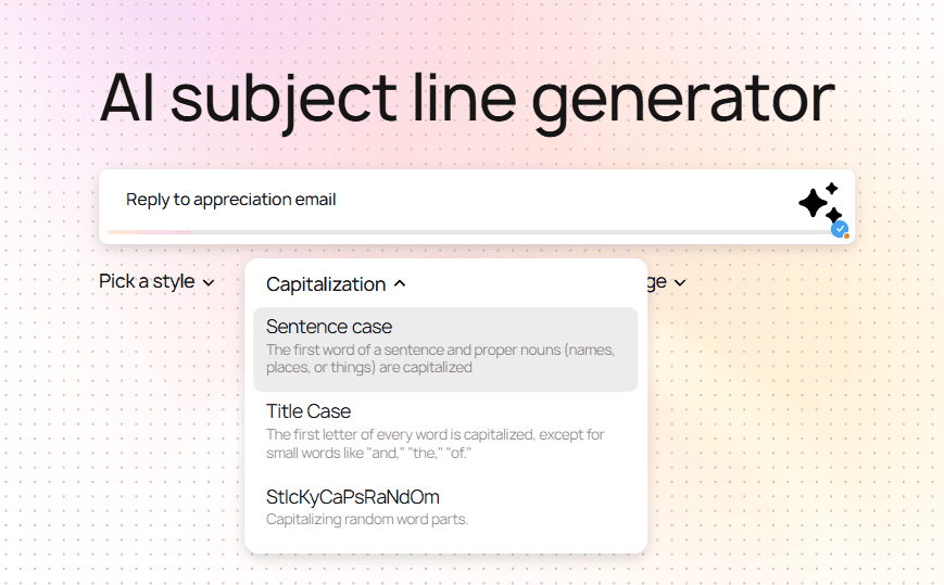 Deciding on the capitalization of the subject line