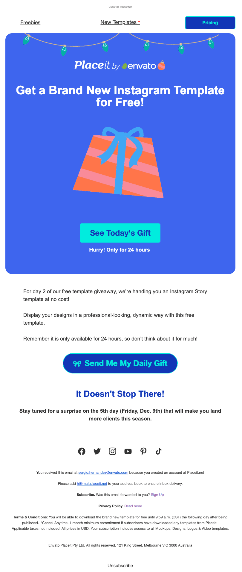 Email from the holiday campaign Email from the holiday campaign