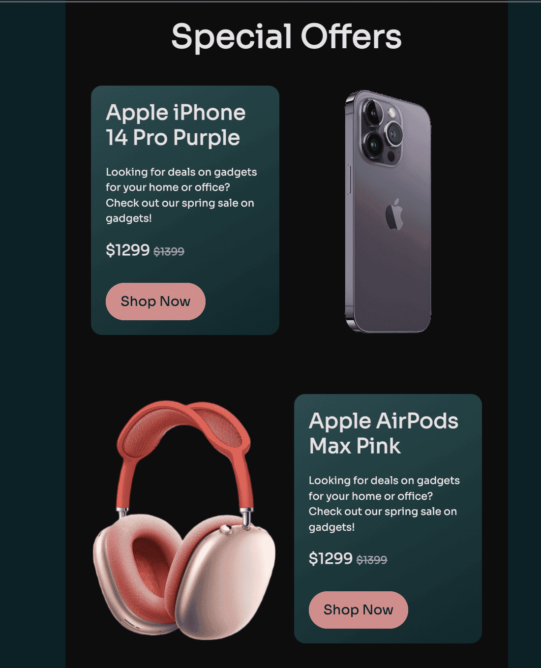 Example of Stripo promotional email templates Example of Stripo promotional email templates