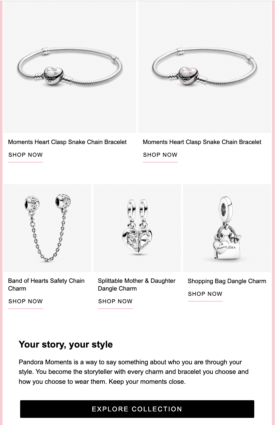 Great promotional email example of product cards Great promotional email example of product cards