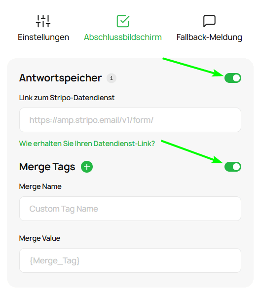 Schaltet die Antwortspeicherung und das Zusammenführen von Tags im Modul um Schaltet die Antwortspeicherung und das Zusammenführen von Tags im Modul um