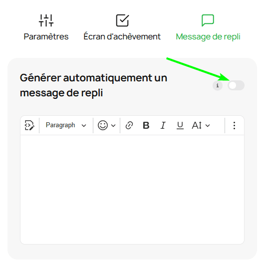 Une case &agrave; cocher pour activer un message de repli dans le module