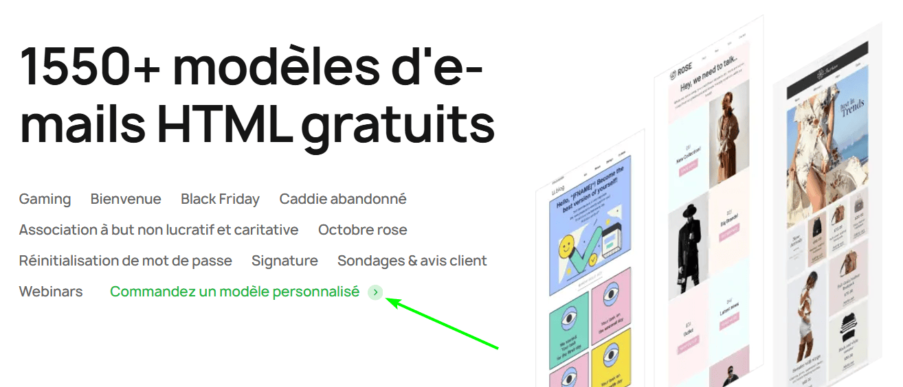 Un lien actif pour commander un mod&egrave;le personnalis&eacute;
