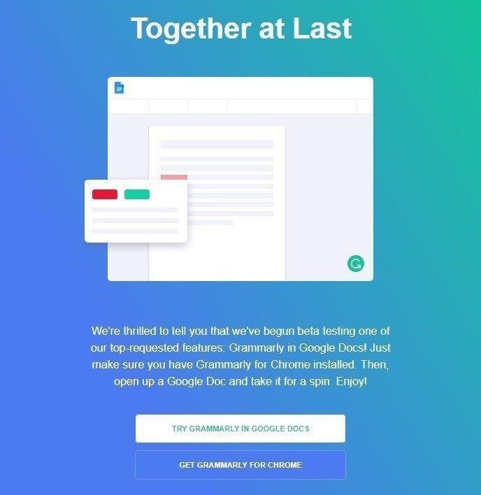 Email di lancio del prodotto da Grammarly