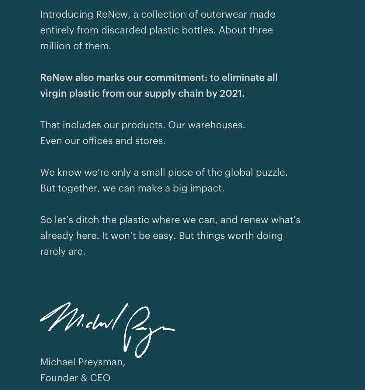 Seconda email di lancio del prodotto da Everlane