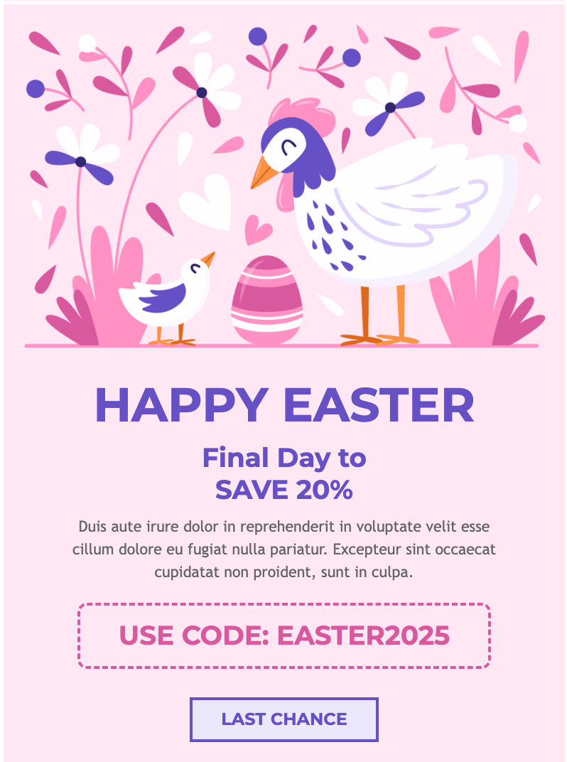 Easter email with personalized code Easter email with personalized code