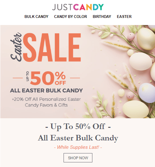 Email with Easter promotion Email with Easter promotion