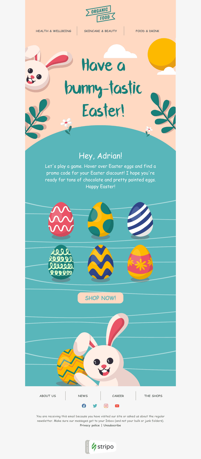 Easter email template for organic food Easter email template for organic food