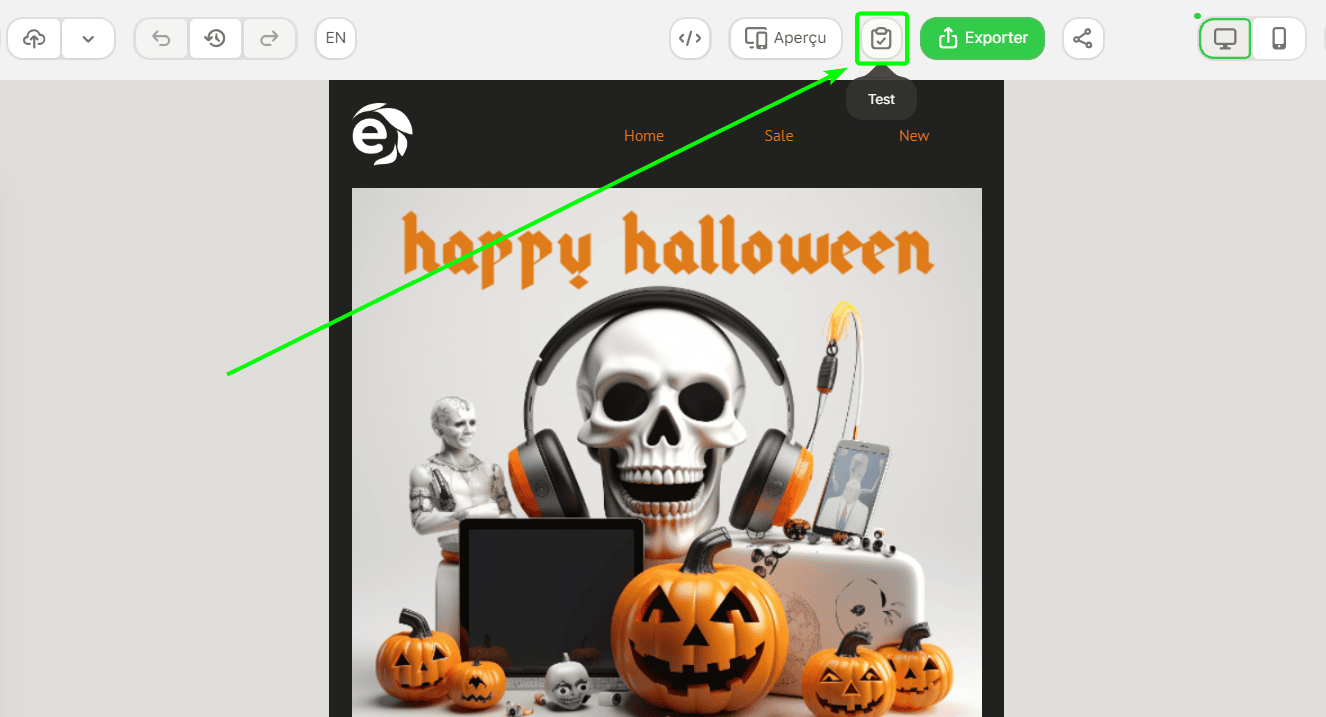 Bouton de test d'email Bouton de test d'email