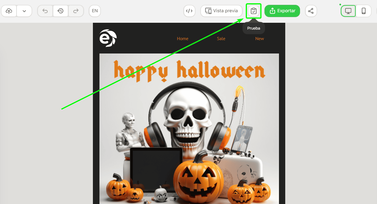 Pulsante test dell&rsquo;email