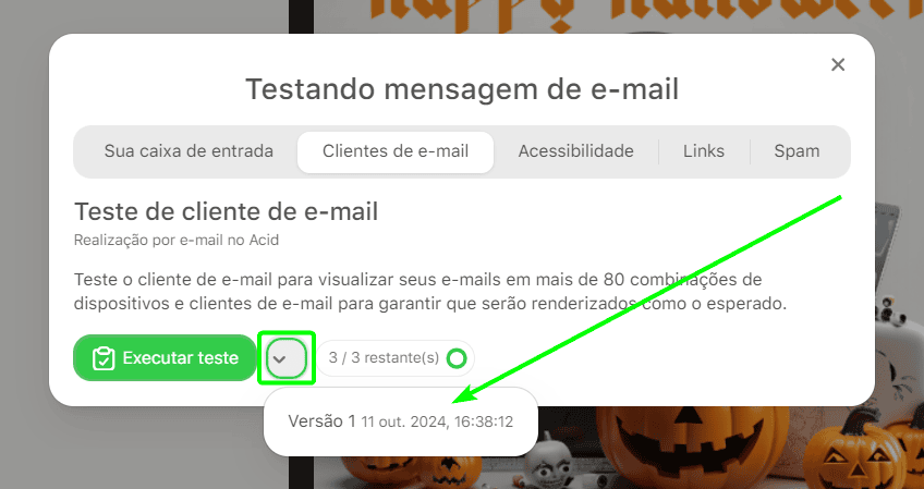 Vers&atilde;o de teste anterior