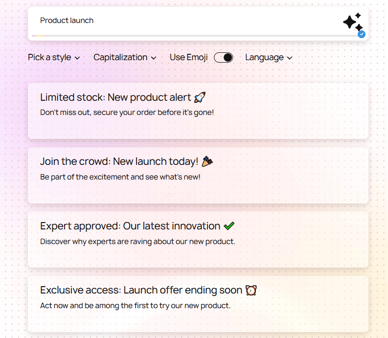 Generazione di righe dell’oggetto per le email