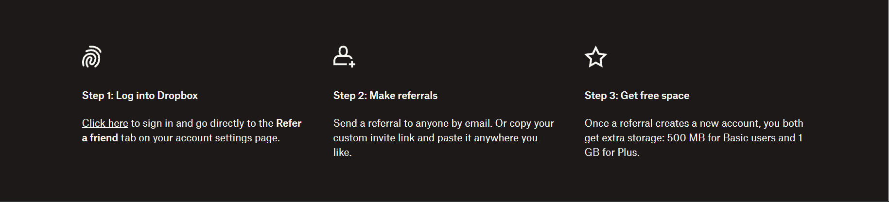 Dropbox clear referral design Dropbox clear referral design